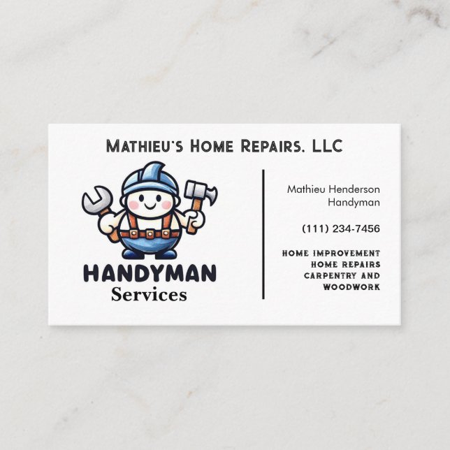 Carte De Visite Handyman d'entretien moderne (Devant)