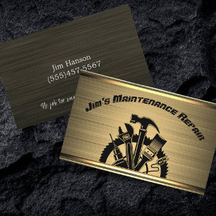 Carte De Visite Handyman Gold Steel Maintenance Service de réparat