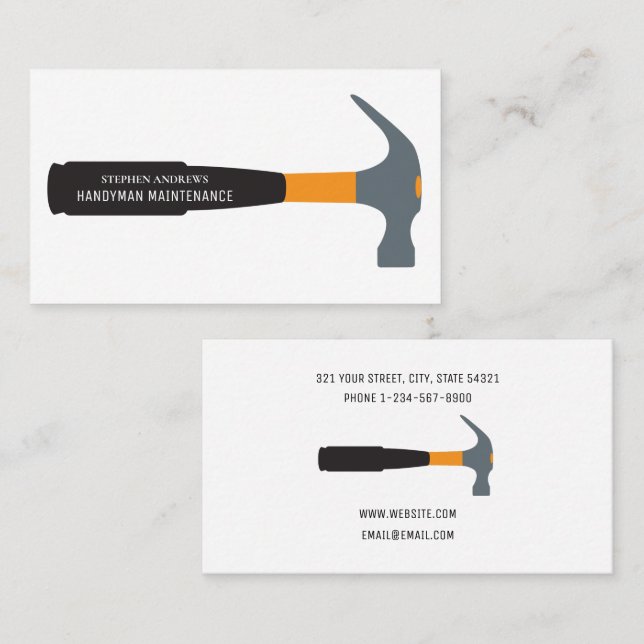 Carte De Visite Handyman Maintenance Professionnelle Réparations à (Devant / Derrière)
