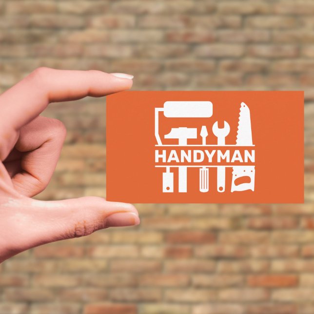 Carte De Visite Handyman - Matériel Outils Monogram Orange (Handyman - Hardware Tools Monogram Orange Business Card)
