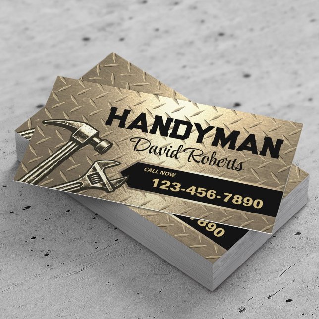 Carte De Visite Handyman Repair & Maintenance Service Modern Gold (Créateur téléchargé)