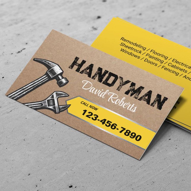 Carte De Visite Handyman Service de réparation de maintenance Kraf (Créateur téléchargé)