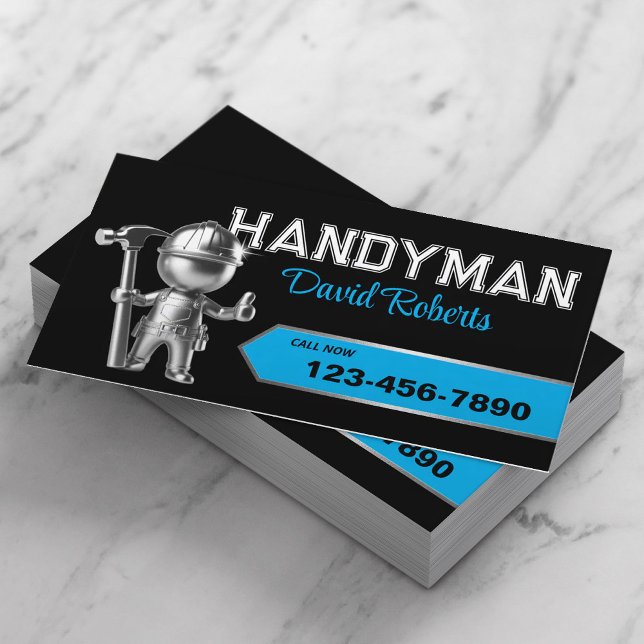 Carte De Visite Handyman Service de réparation et d'entretien noir (Créateur téléchargé)
