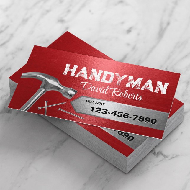 Carte De Visite Handyman Service de réparation et d'entretien Red  (Créateur téléchargé)