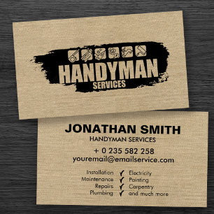 Carte De Visite Handyman services simple grungy noire