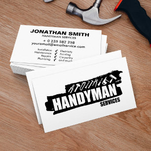 Carte De Visite Handyman services simple noir et blanc