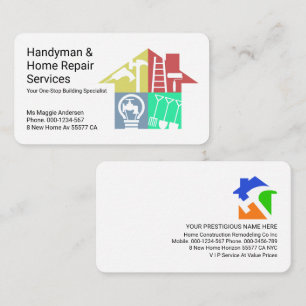 Carte De Visite Handyman Tools Building Home Entrepreneur
