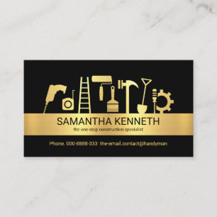 Carte De Visite Handyman Tools Gold Stripe Entrepreneur