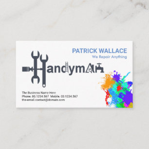 Carte De Visite Handyman Tools Motif Paint Splatter Painter