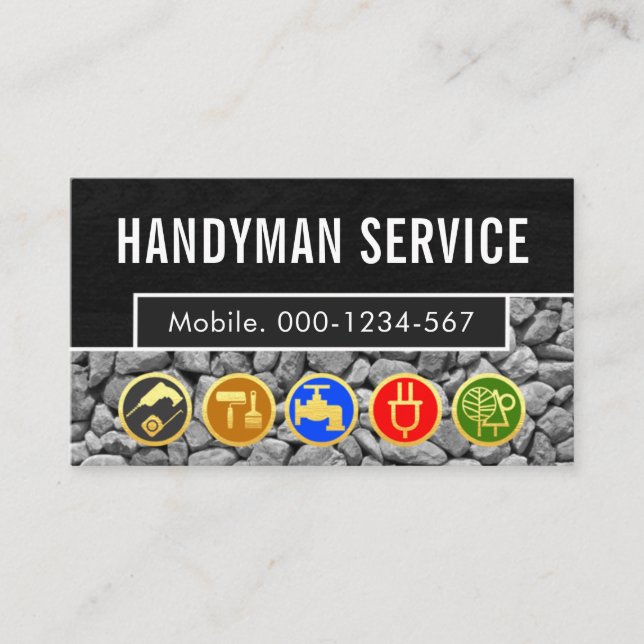 Carte De Visite Handyman Tools On Stone Layer (Devant)