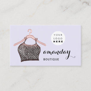 Carte De Visite Hanger de tissu robe mode Boutique bleu QRCode Jou