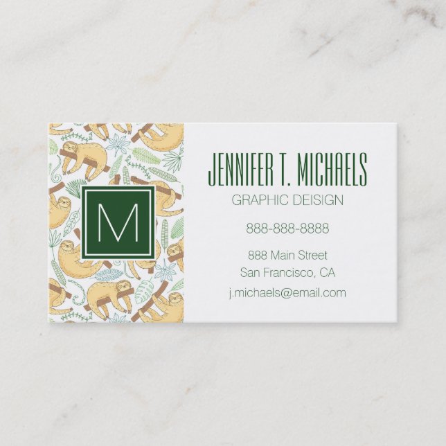 Carte De Visite Hanging Sloths (Devant)