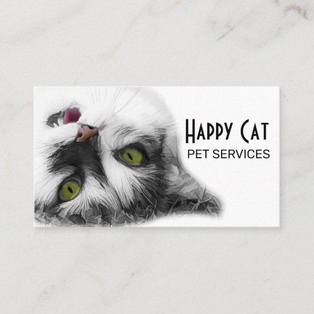 Carte De Visite Happy Cat élégant, unique personnalisable (Devant)