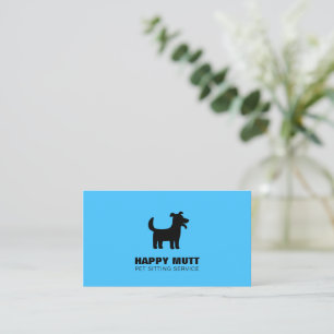 Carte De Visite Happy Dog Logo Pet Sitting Service Care Sky Blue