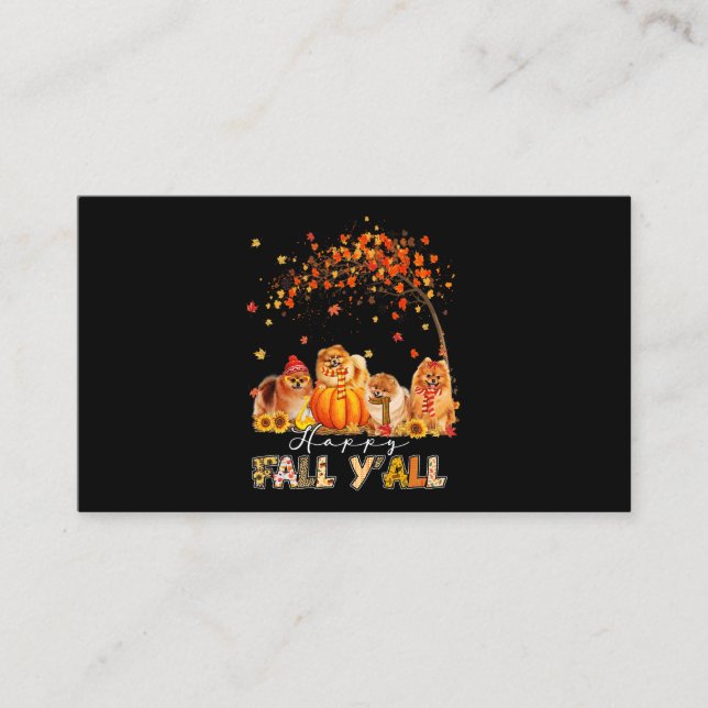 Carte De Visite Happy Fall Yall Pomeranian Automne Lover Citrouill (Devant)