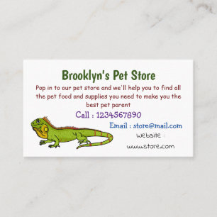 Carte De Visite Happy green iguana cartoon