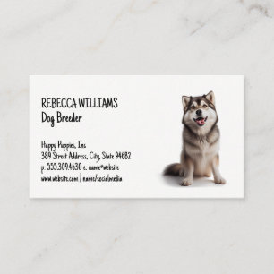 Carte De Visite Happy Husky assis   Animaux