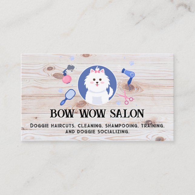 Carte De Visite Happy Puppy Salon | Panneaux en bois (Devant)