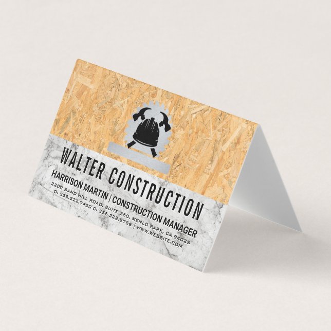 Carte De Visite Hardhat Hammer | Marbre | Bois pressé (Devant)