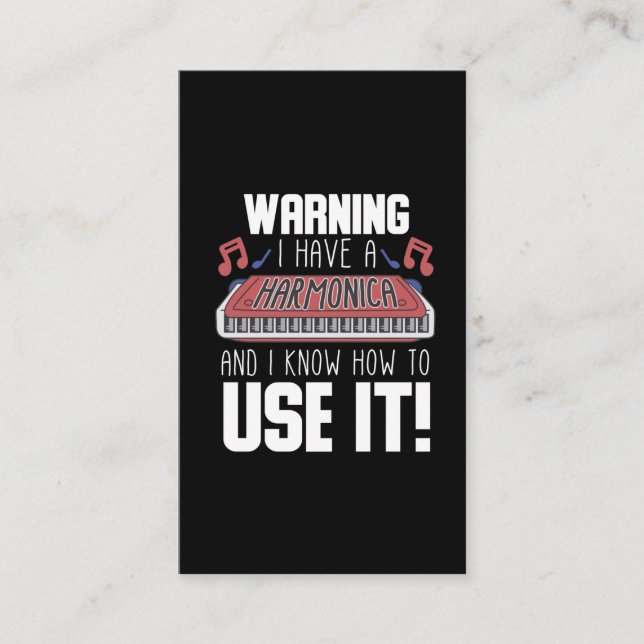 Carte De Visite Harmonica Player Warning Blues Music French Harp (Devant)