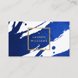 Carte De Visite Haut de gamme Abstraite Indigo Blue Brushstrokes