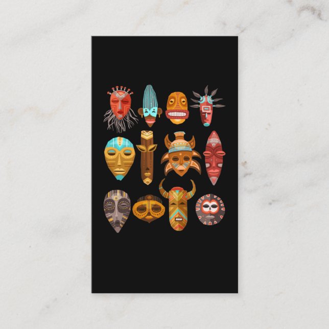 Carte De Visite Hawaïen Tiki Masques Totems Hawaii (Devant)