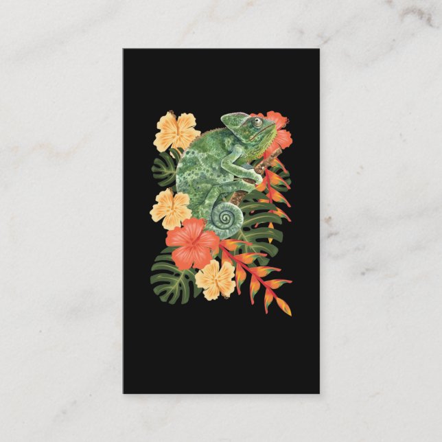 Carte De Visite Hawaii Chameleon Flower Reptile (Devant)