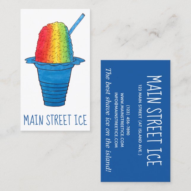 Carte De Visite Hawaiian Rainbow Shave Ice Froid Dessert Hawaii (Devant / Derrière)