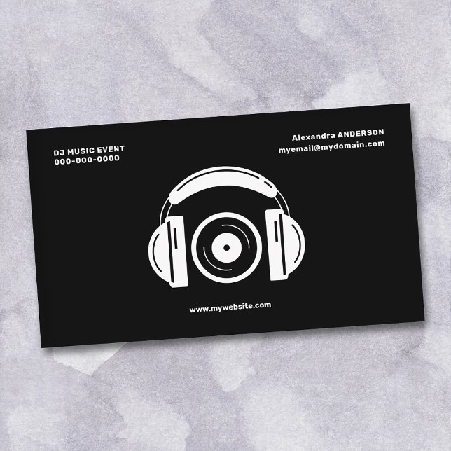Carte De Visite Headphones & Vinyl - DJ Music (Headphones & Vinyl - DJ Music Business Card)