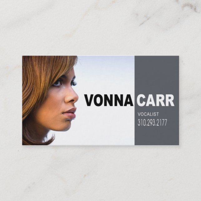 Carte De Visite Headshot de chanteur pour le musicien de chanteur (Devant)