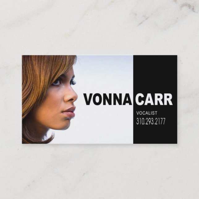 Carte De Visite Headshot de chanteur pour le musicien de chanteur (Devant)