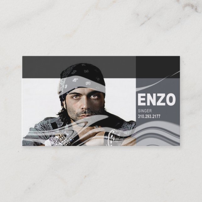 Carte De Visite Headshot de chanteur pour le musicien de chanteur (Devant)