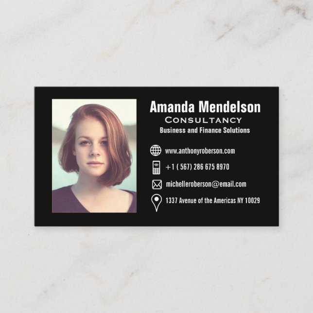 Carte De Visite Headshot et icônes sociales de médias (Devant)