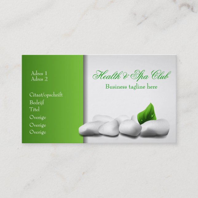 Carte De Visite Health & Spa Club Business Card (Devant)