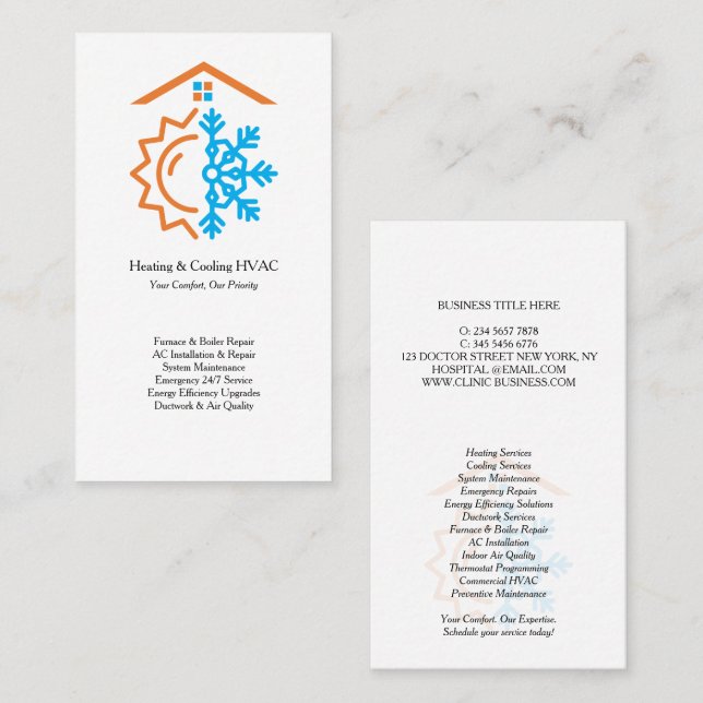 Carte De Visite Heating Cooling Experts HVAC (Devant / Derrière)