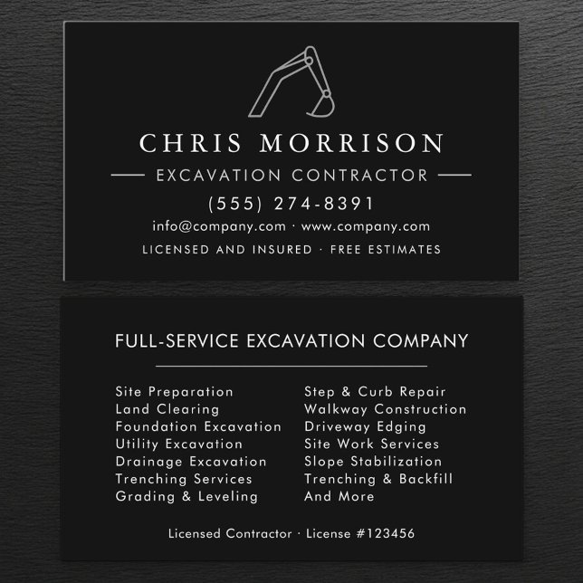 Carte De Visite Heavy Equipment Excavation Operator Contractor  (Créateur téléchargé)