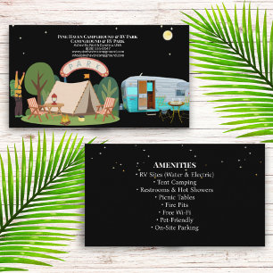 Carte De Visite Hébergement rustique de camping et de parc de RV