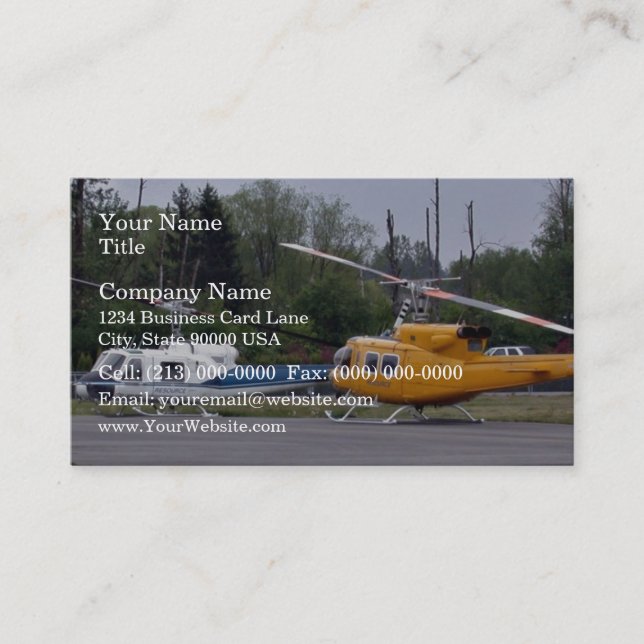 Carte De Visite Hélicoptères Twin Huey arborés en arrière - plan (Devant)