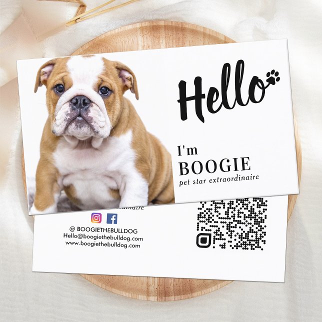 Carte De Visite Hello Custom Photo Social Media Pet Influencer (Créateur téléchargé)