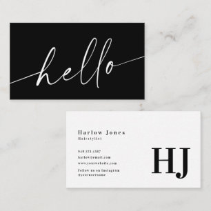 Carte De Visite Hello Signature minimaliste noir et blanc