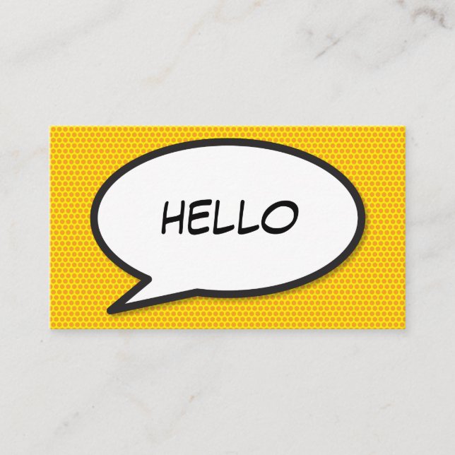 Carte De Visite HELLO Speech Bubble Fun Retro Comic Book (Devant)