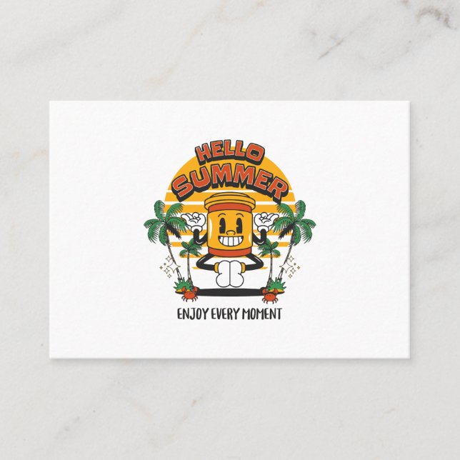 Carte De Visite Hello Summer Retro Mascot (Devant)