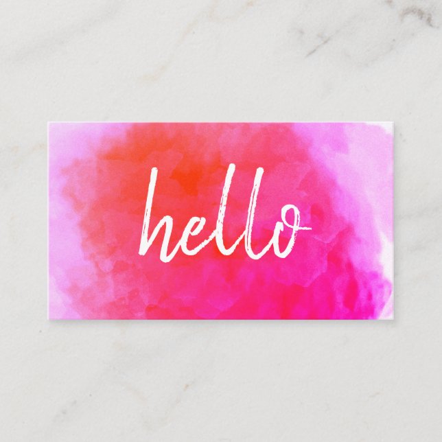 Carte De Visite Hello Watercolor Vibrant (Devant)