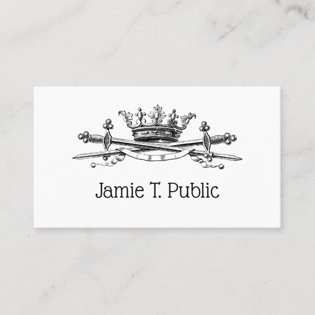 Carte De Visite Héraldique Couronne Croisée Épées Sabres Emblem Cr (Devant)