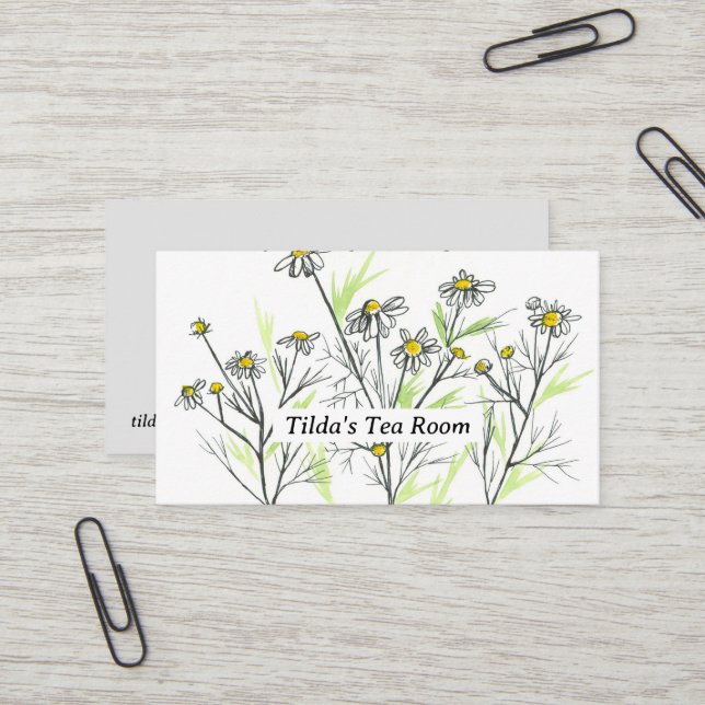Carte De Visite Herbe Business Thé Chamomile Mélange naturel (Devant/Arrière en situation)