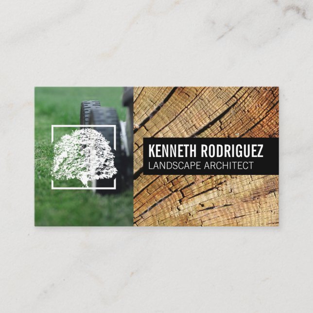 Carte De Visite Herbe coupante | Bois haché | Logo de l'arbre (Devant)