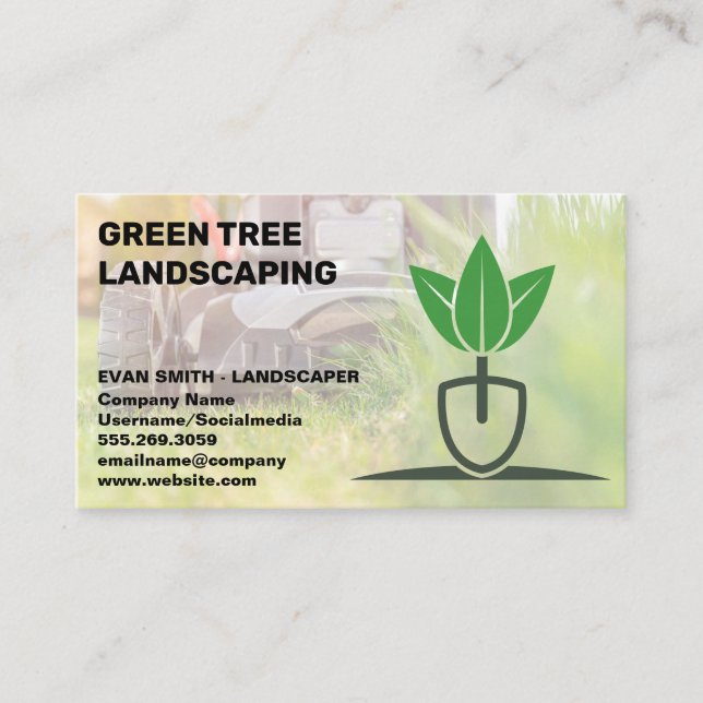 Carte De Visite Herbe coupante | Logo de jardinage | Paysage (Devant)