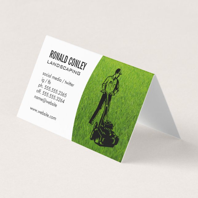 Carte De Visite Herbe paysagère | Pelouse de coupe de jardinier (Devant)