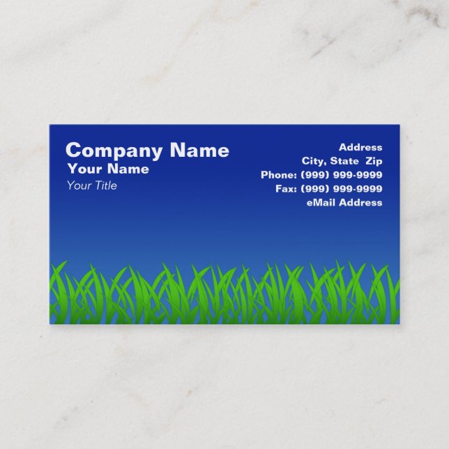 Carte De Visite Herbe verte contre le ciel clair bleu (Devant)