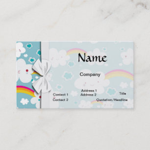 Carte De Visite heureux kawaii arc-en-ciel et motif de nuages